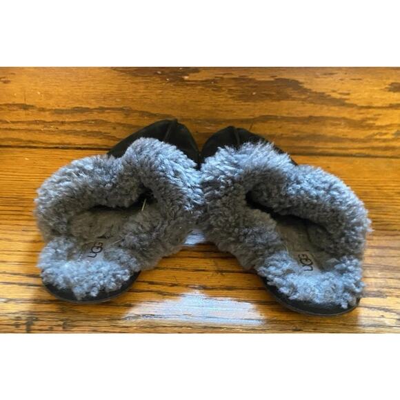 UGG Scuffette II Slipper Black Suede Shearling Womans 9 Cozy Comfy - Picture 5 of 7